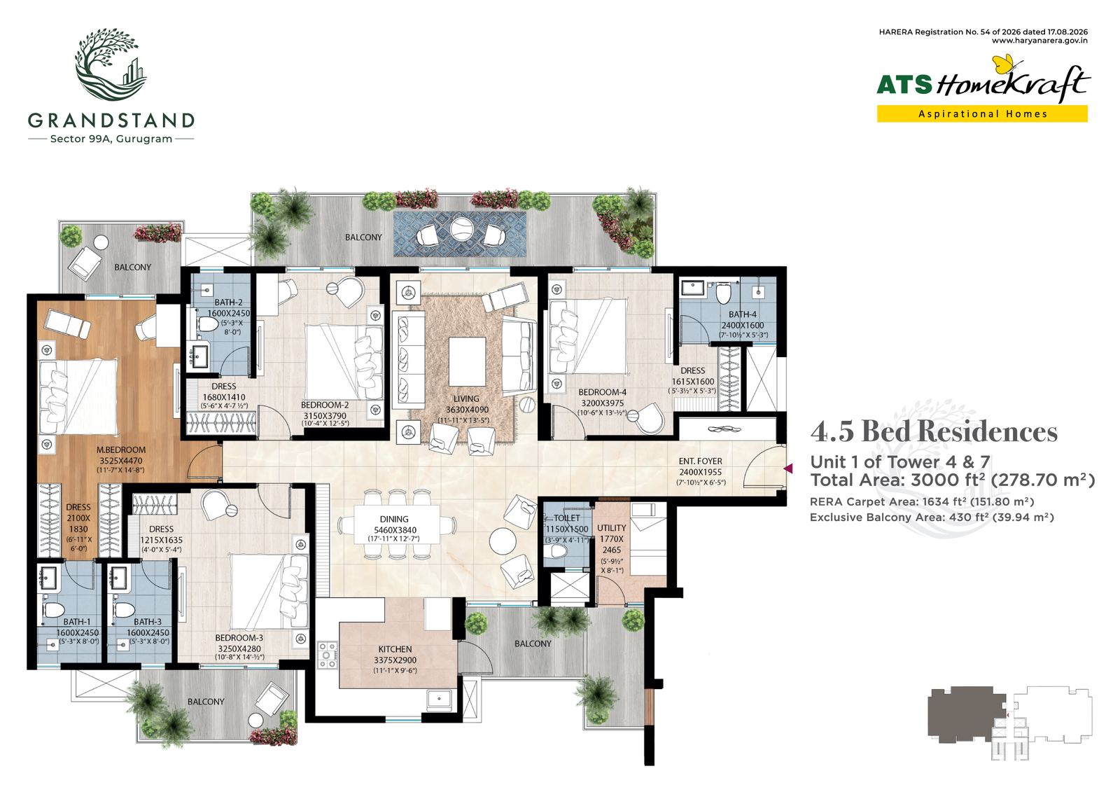 4.5 Bed Residence typical floor plan