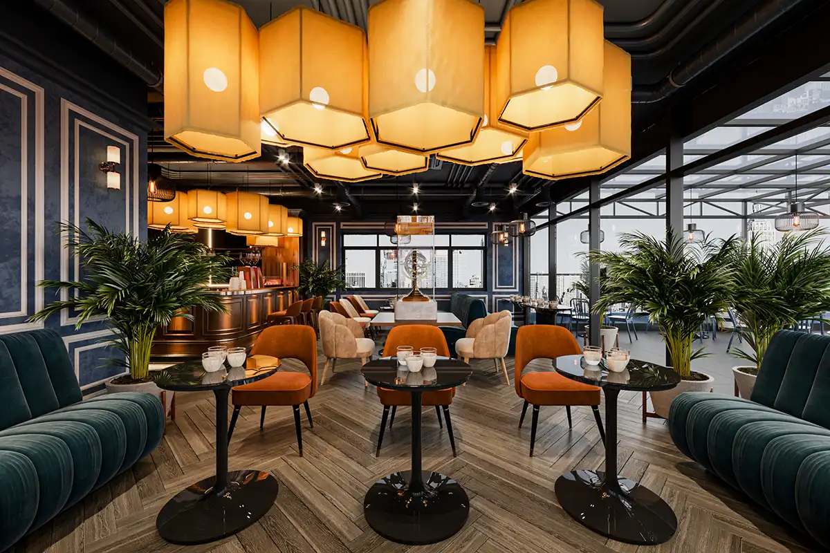 Premium cafe and retail interior at ATS Kabana High